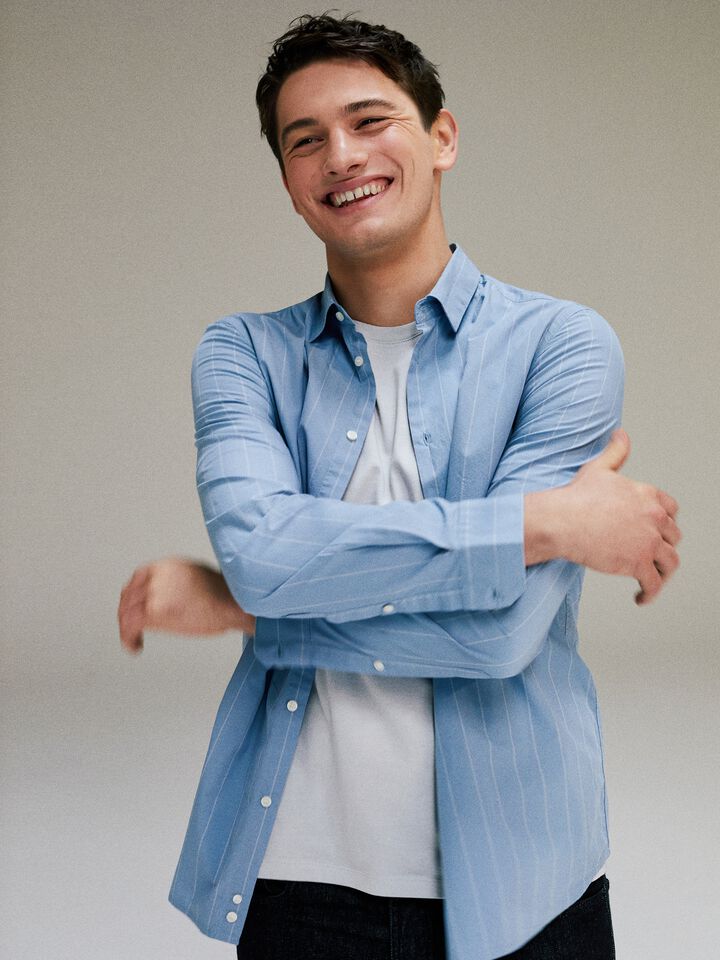 Striped shirt - men's slim fit shirts - Light Blue | Sisley image number 7